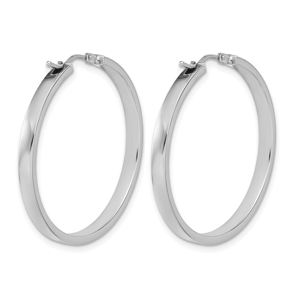 14K White Gold Square Tube Round Hoop Earrings