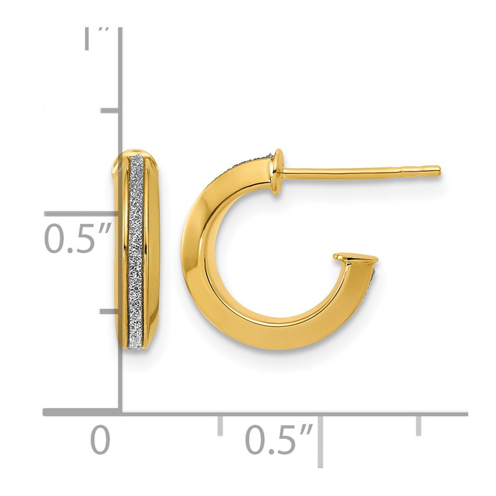 14K Polished Glimmer Infused J-Hoop Post Earrings