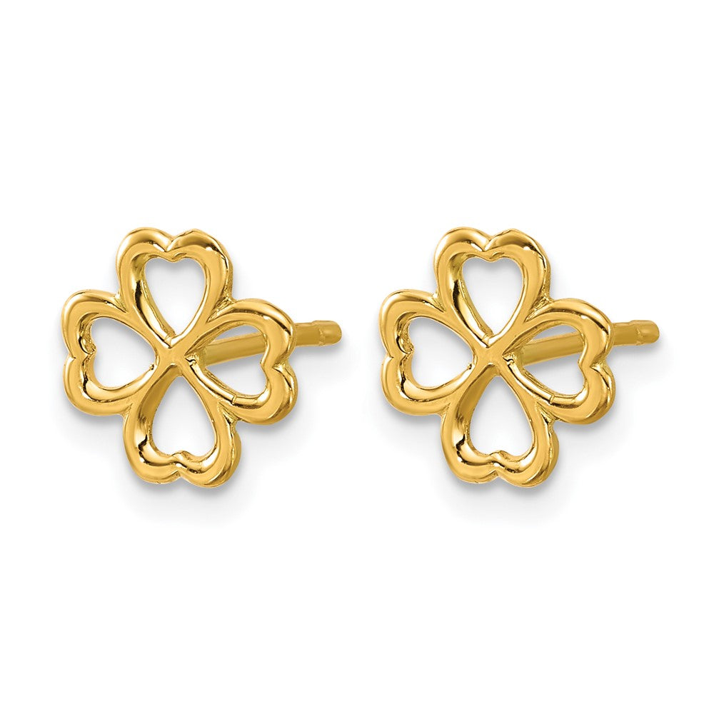 14K Polished 4-Leaf Clover Post Earrings