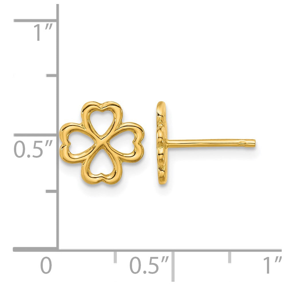 14K Polished 4-Leaf Clover Post Earrings