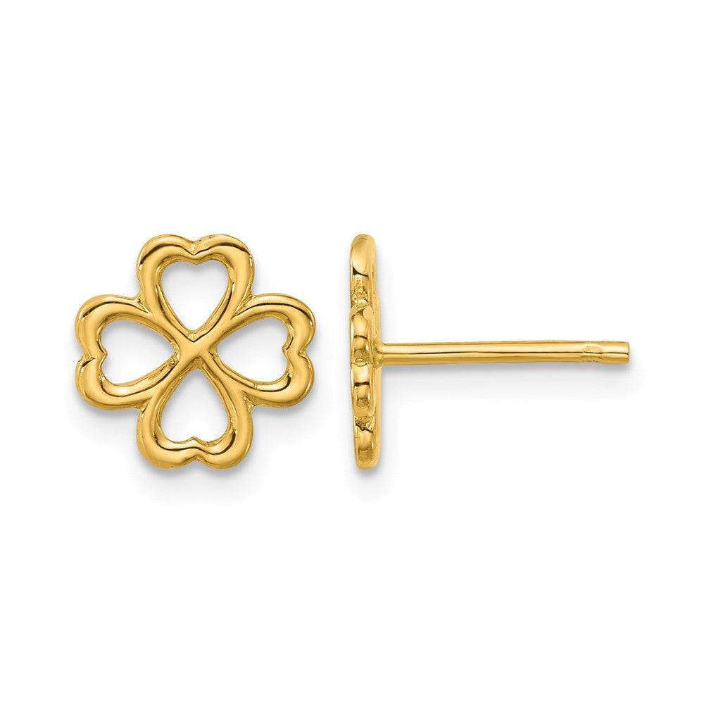 14K Polished 4-Leaf Clover Post Earrings
