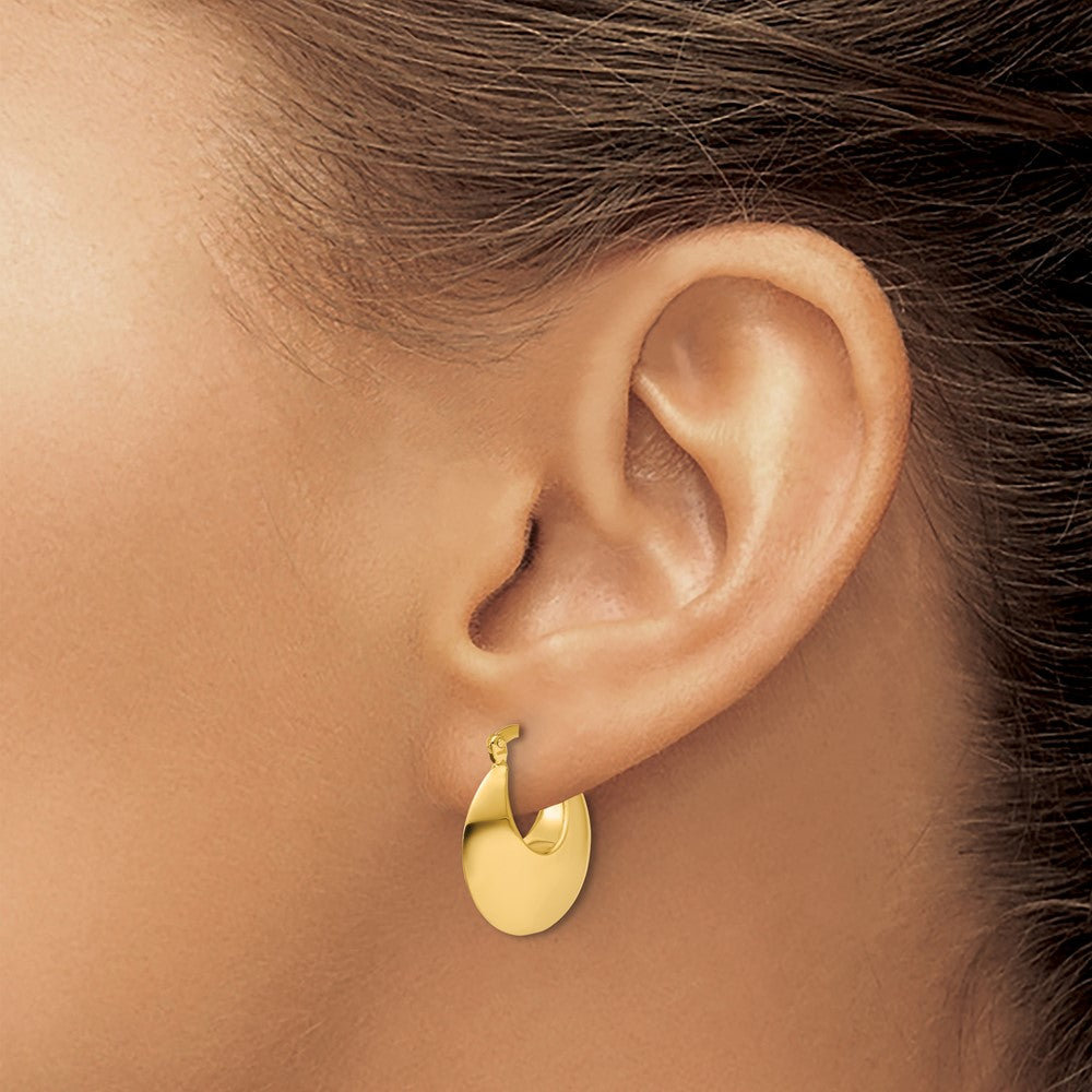 14K Polished Round Hoop Earrings