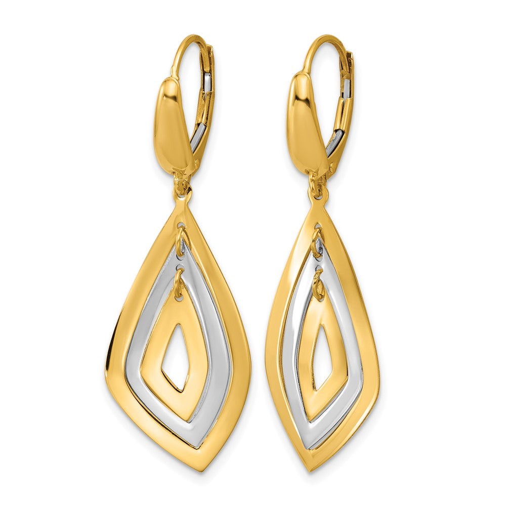 14K Two-tone Polished Dangle Leverback Earrings