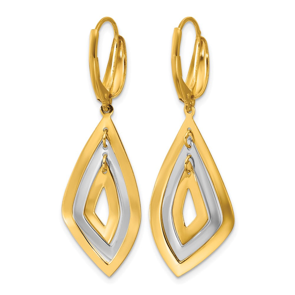 14K Two-tone Polished Dangle Leverback Earrings