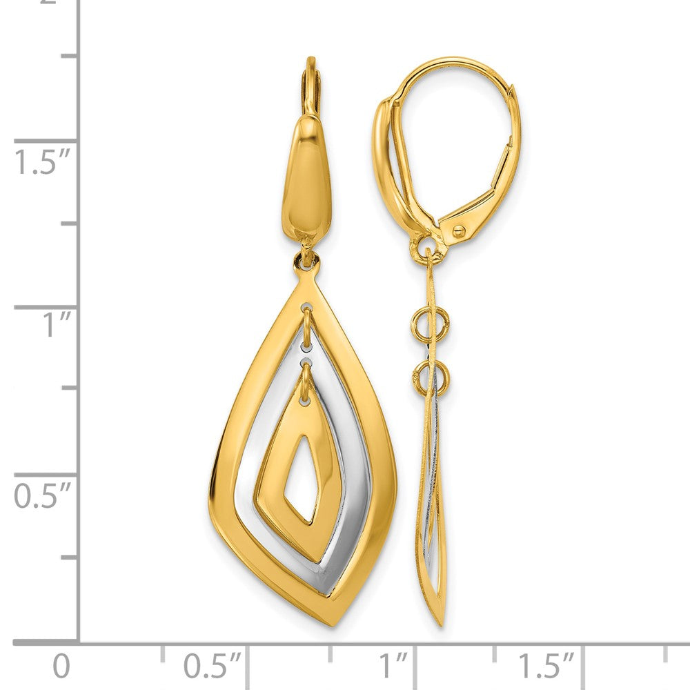 14K Two-tone Polished Dangle Leverback Earrings