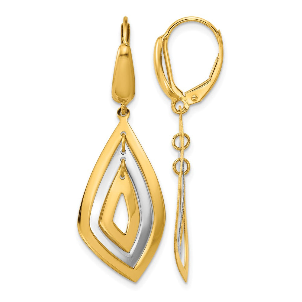 14K Two-tone Polished Dangle Leverback Earrings