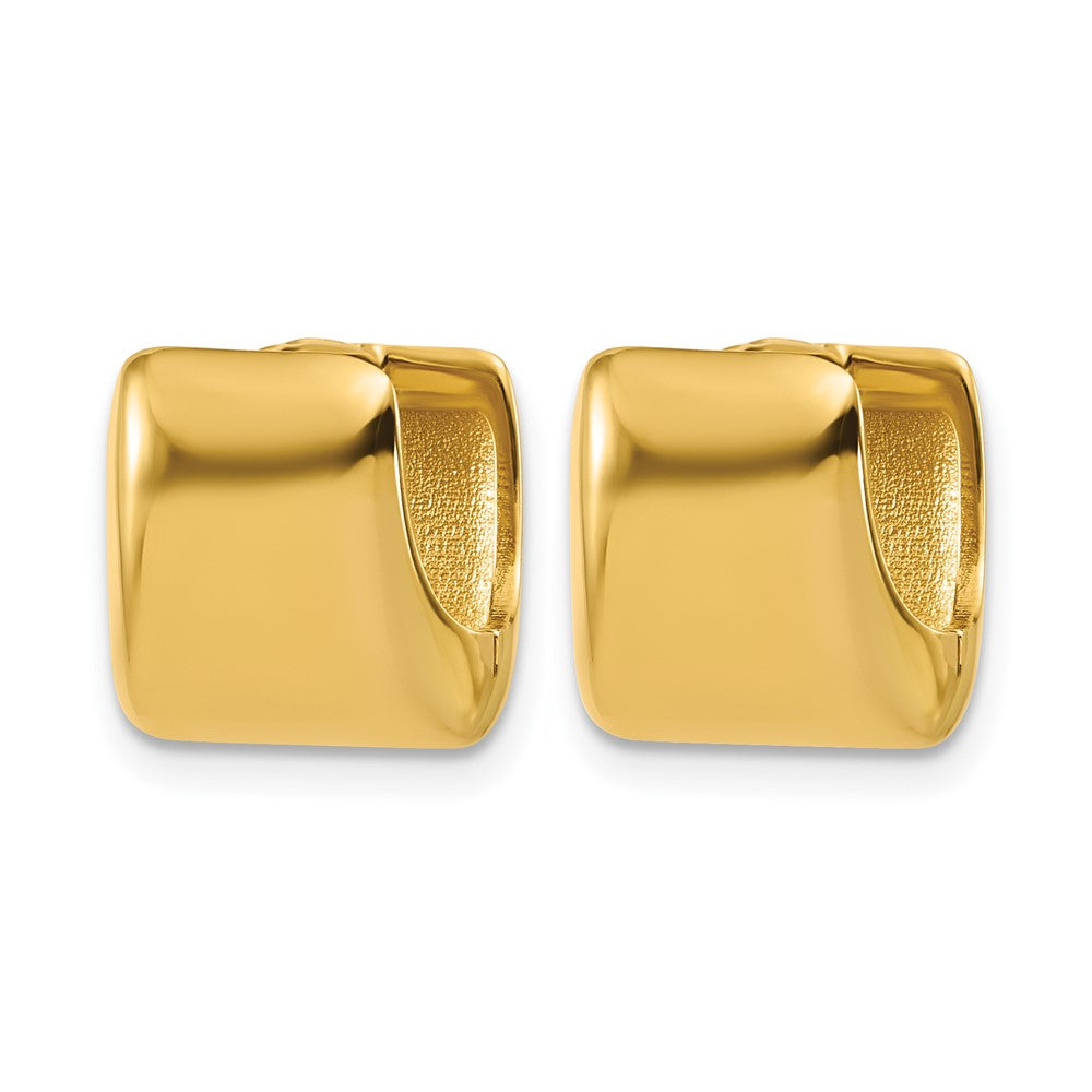 14K Polished Puff Square Hinged Hoop Earrings