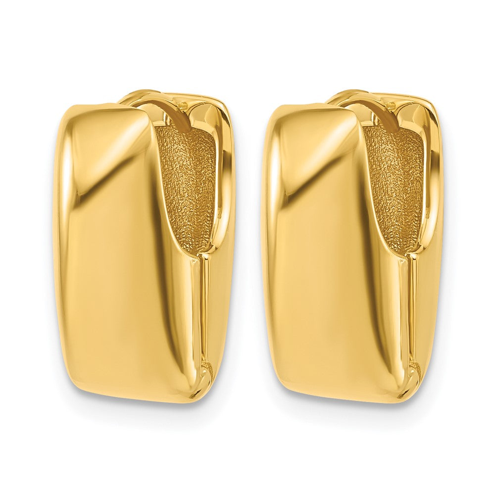 14K Polished Puff Oval Hinged Hoop Earrings