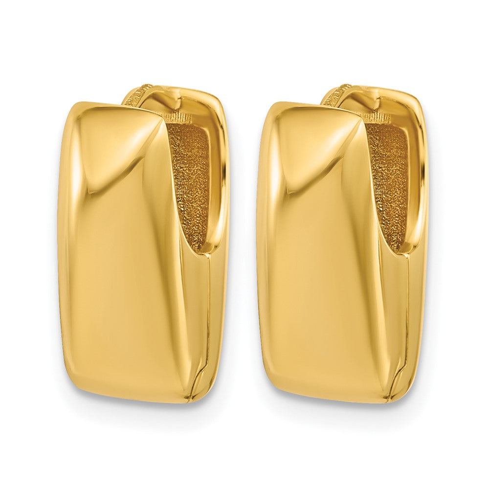 14K Polished Puff Oval Hinged Hoop Earrings