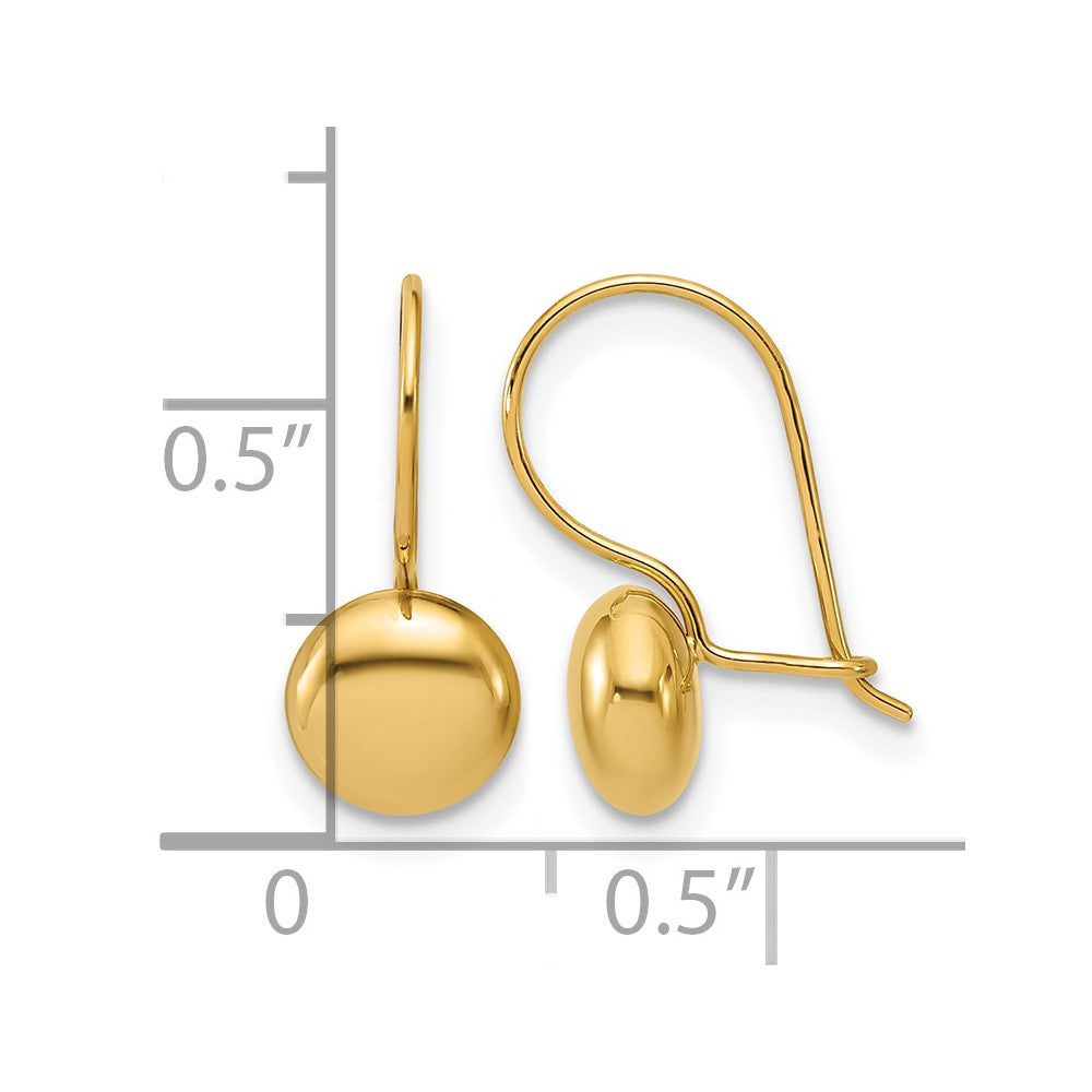 14K Polished Drop Button Earrings