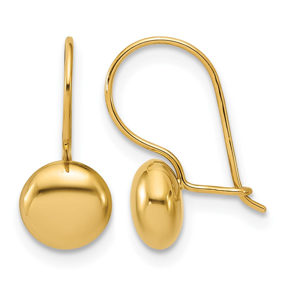 14K Polished Drop Button Earrings