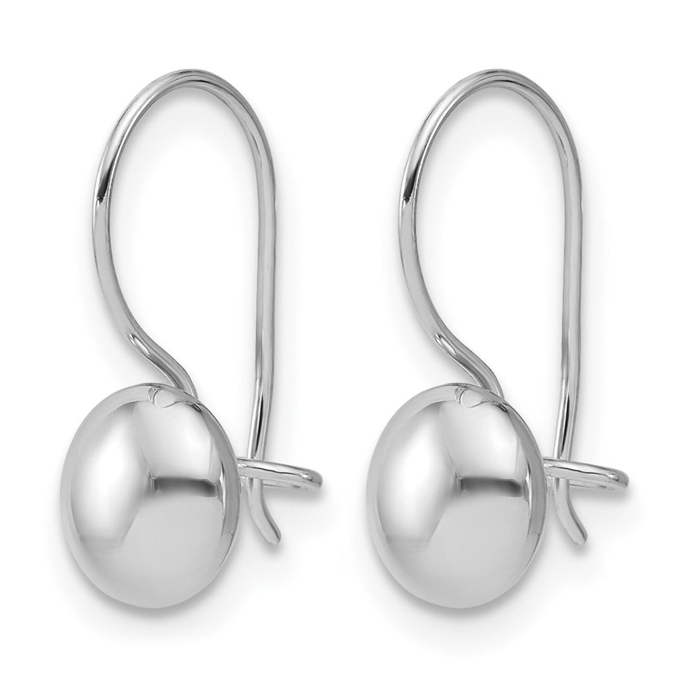 14K White Gold Polished Drop Button Earrings