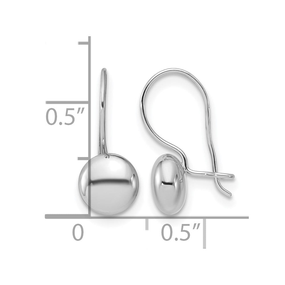 14K White Gold Polished Drop Button Earrings