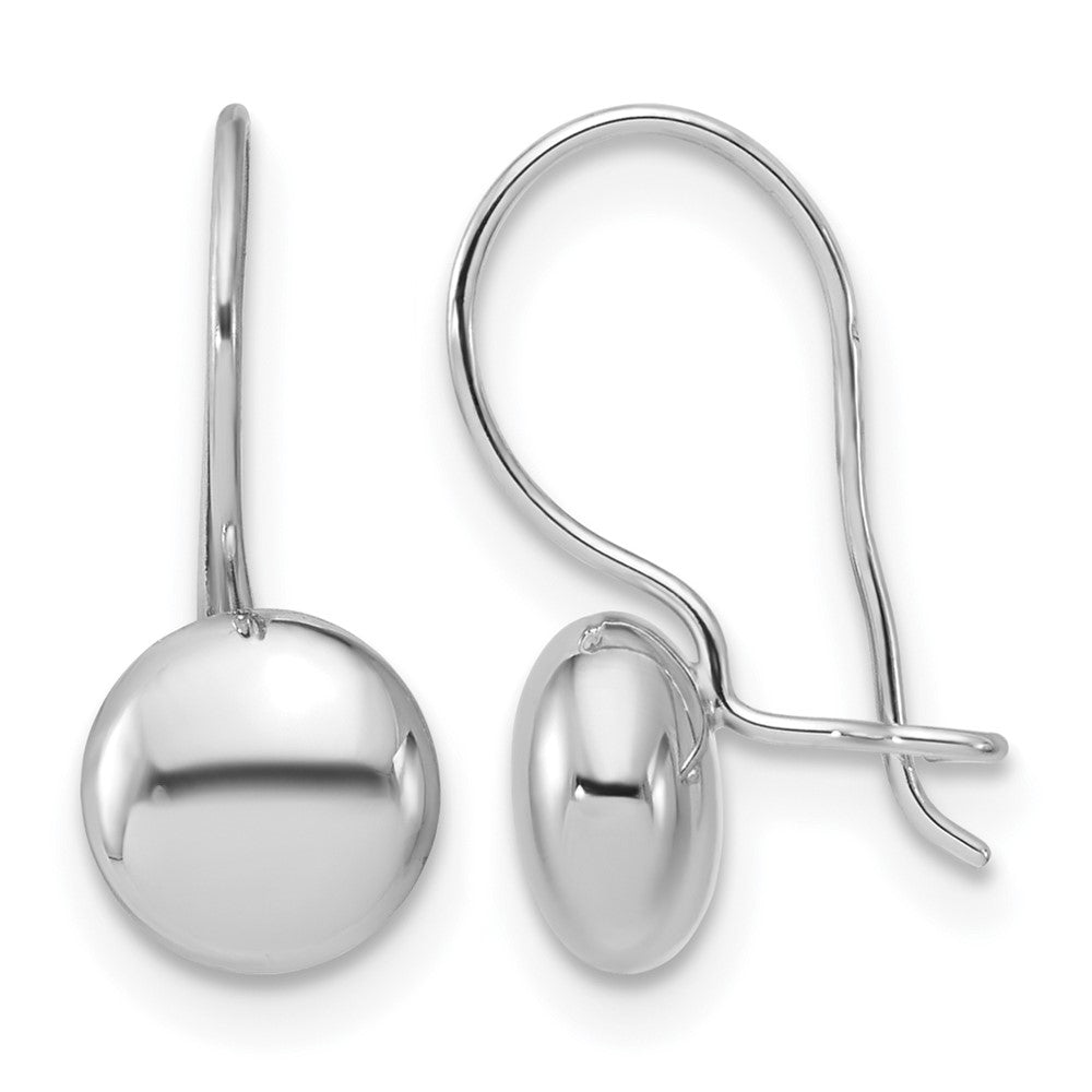 14K White Gold Polished Drop Button Earrings