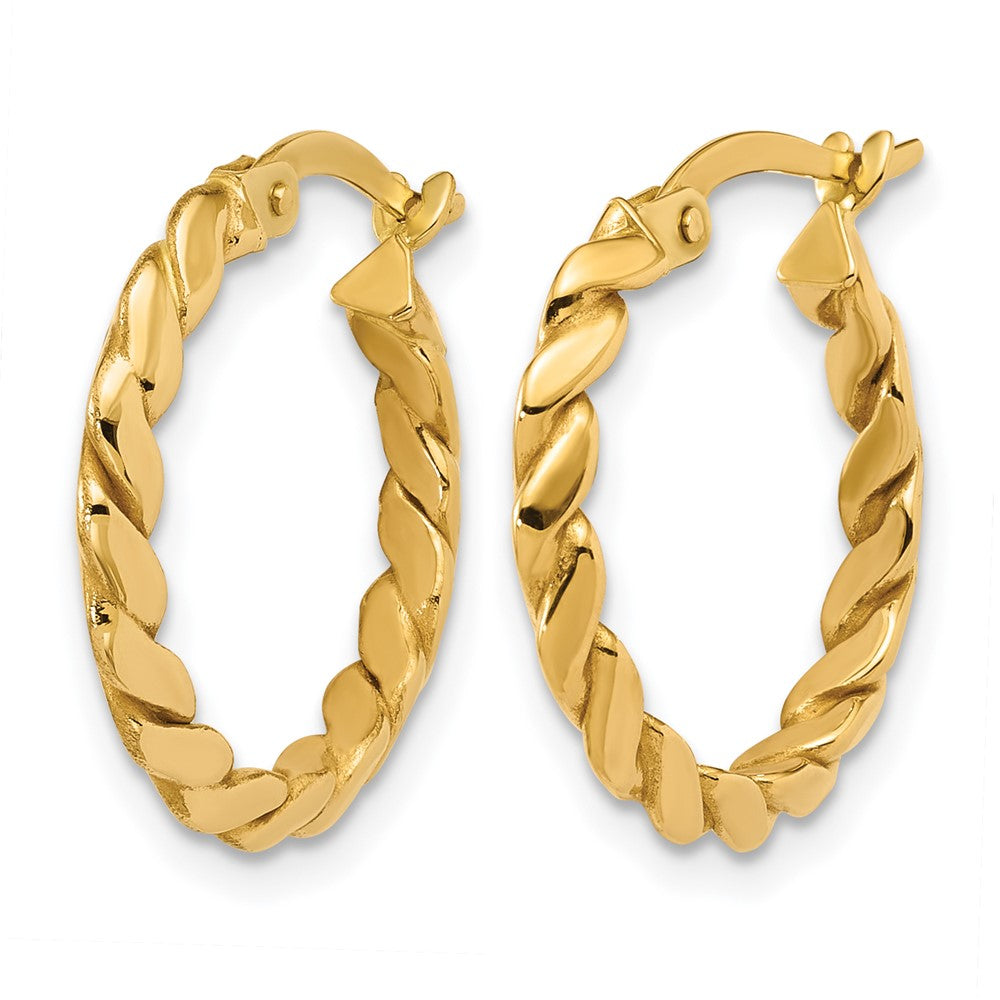 14K Polished Twisted Round Hoop Earrings