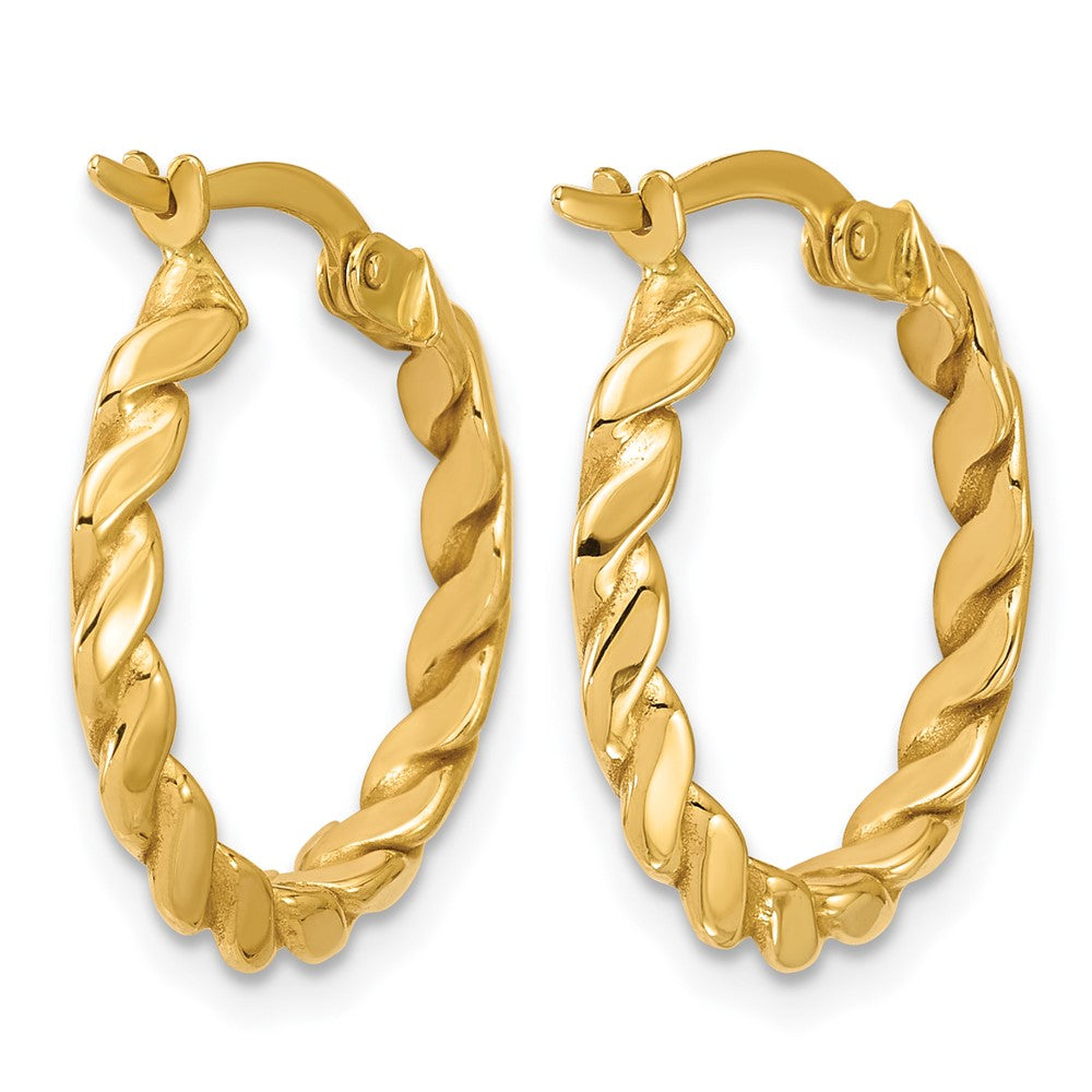 14K Polished Twisted Round Hoop Earrings