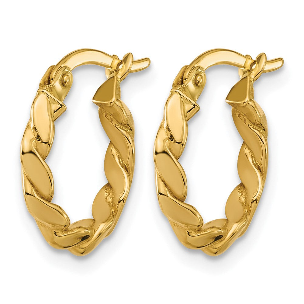 14K Polished Twisted Round Hoop Earrings