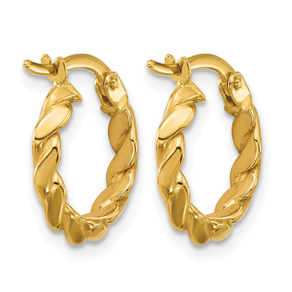 14K Polished Twisted Round Hoop Earrings