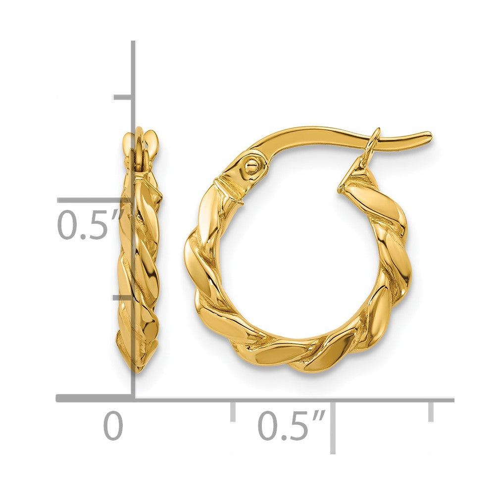 14K Polished Twisted Round Hoop Earrings