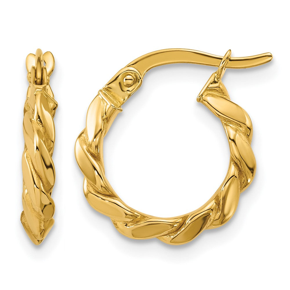 14K Polished Twisted Round Hoop Earrings