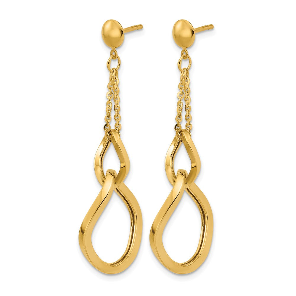 14K Polished Fancy Contoured Link Post Dangle Earrings