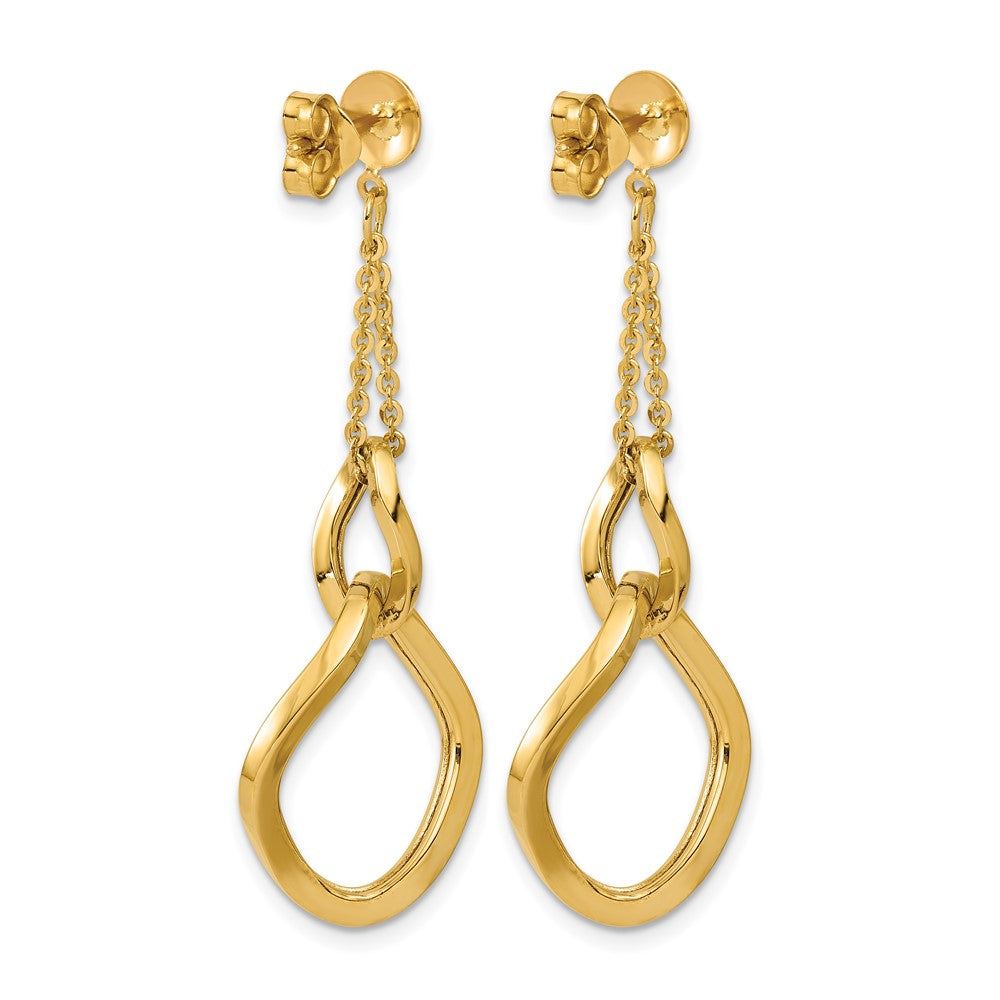 14K Polished Fancy Contoured Link Post Dangle Earrings
