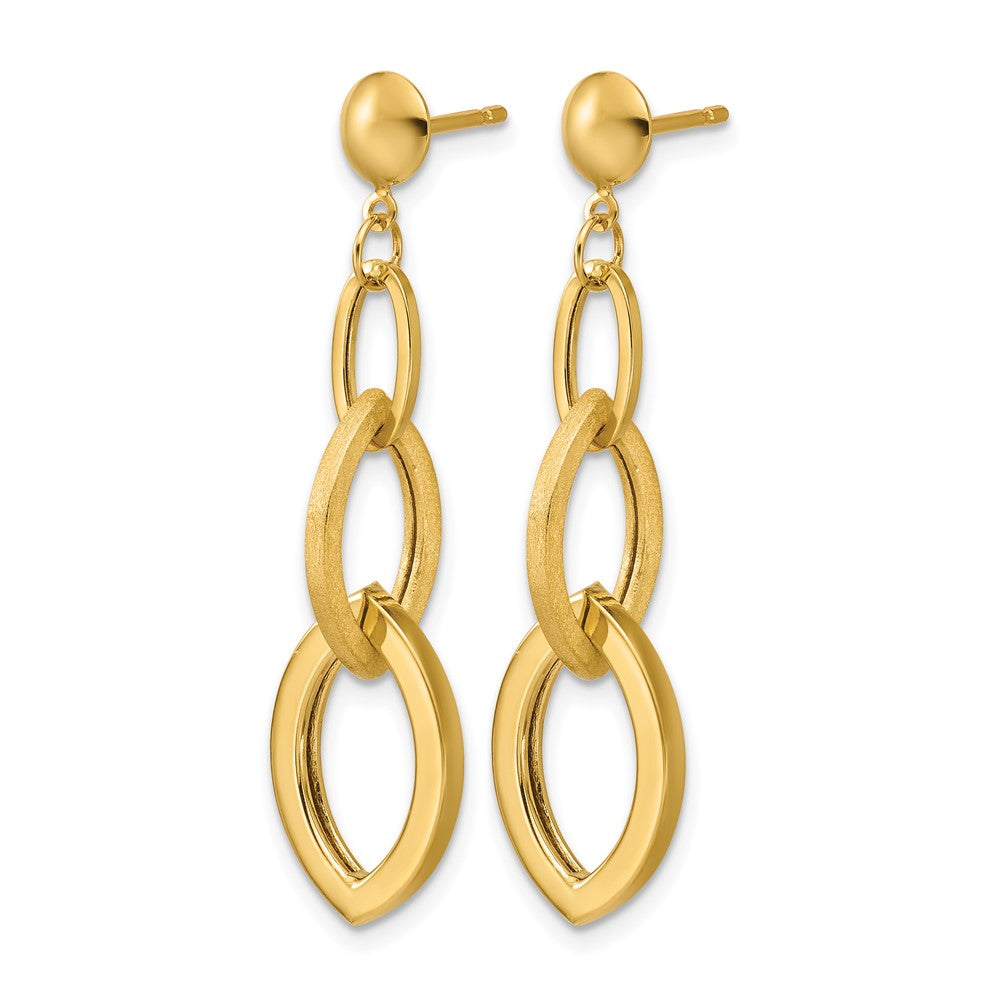 14K Polished and Brushed Fancy Post Dangle Earrings