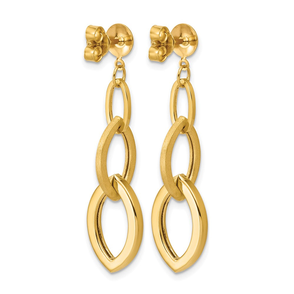 14K Polished and Brushed Fancy Post Dangle Earrings