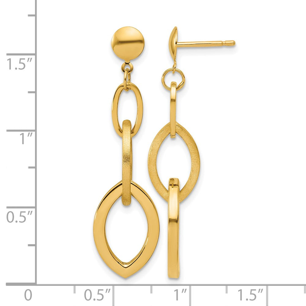 14K Polished and Brushed Fancy Post Dangle Earrings