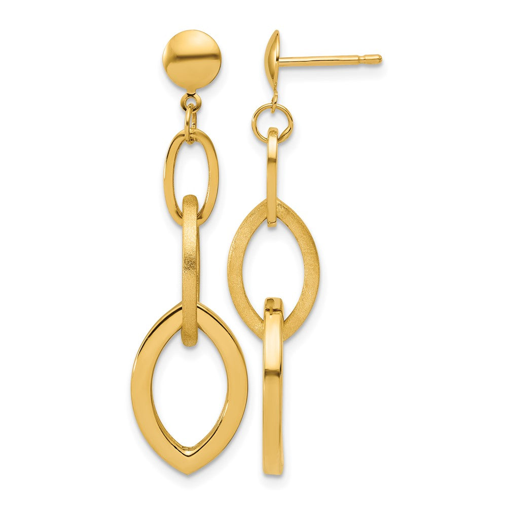 14K Polished and Brushed Fancy Post Dangle Earrings