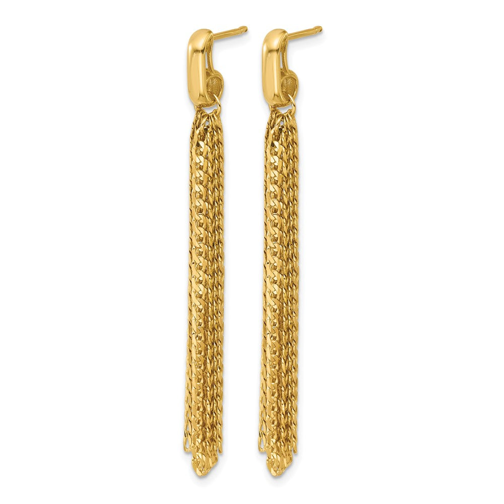 14K Polished Fancy Curb Link Tassel Post Dangle Earrings