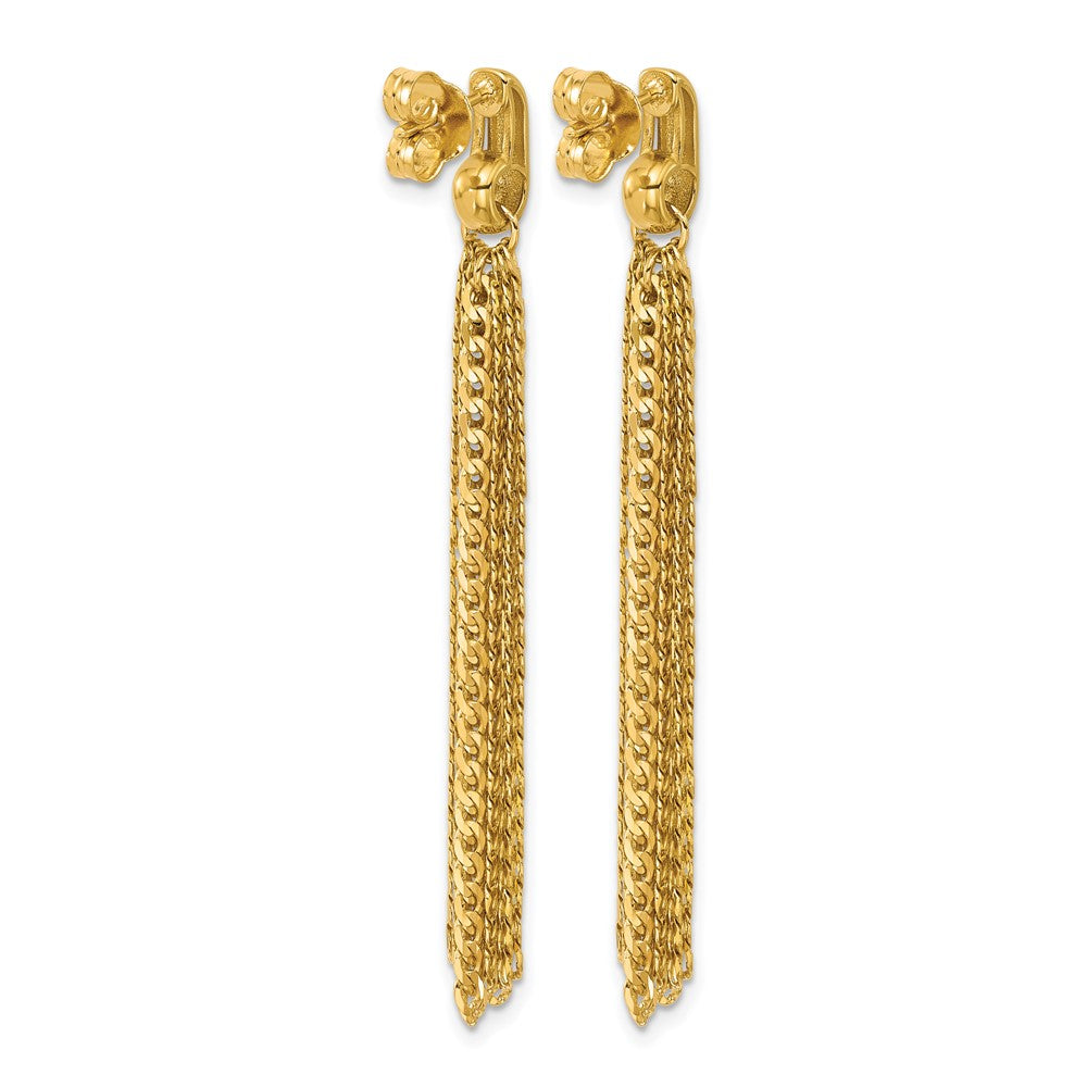 14K Polished Fancy Curb Link Tassel Post Dangle Earrings