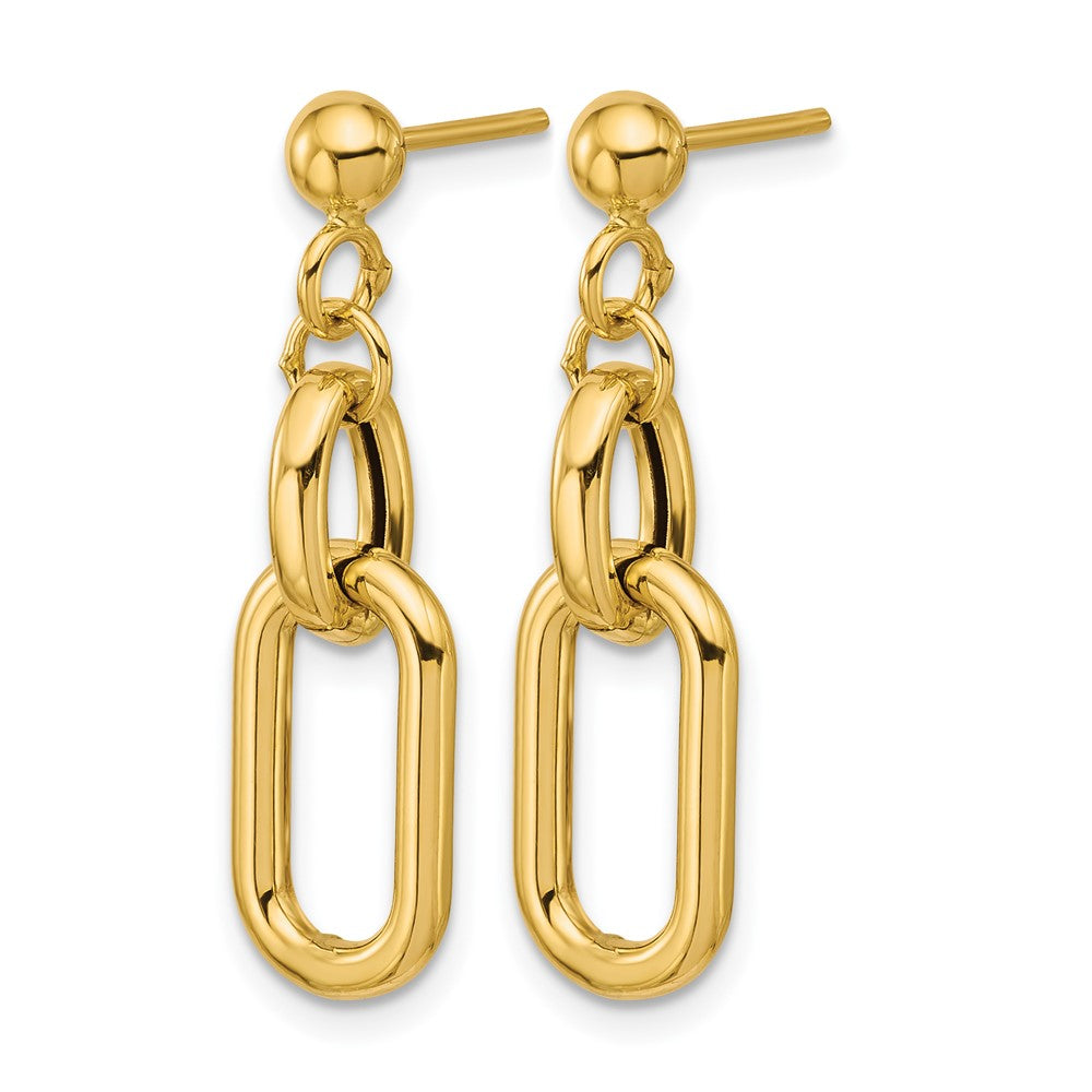 14K Polished Fancy Link Post Dangle Earrings
