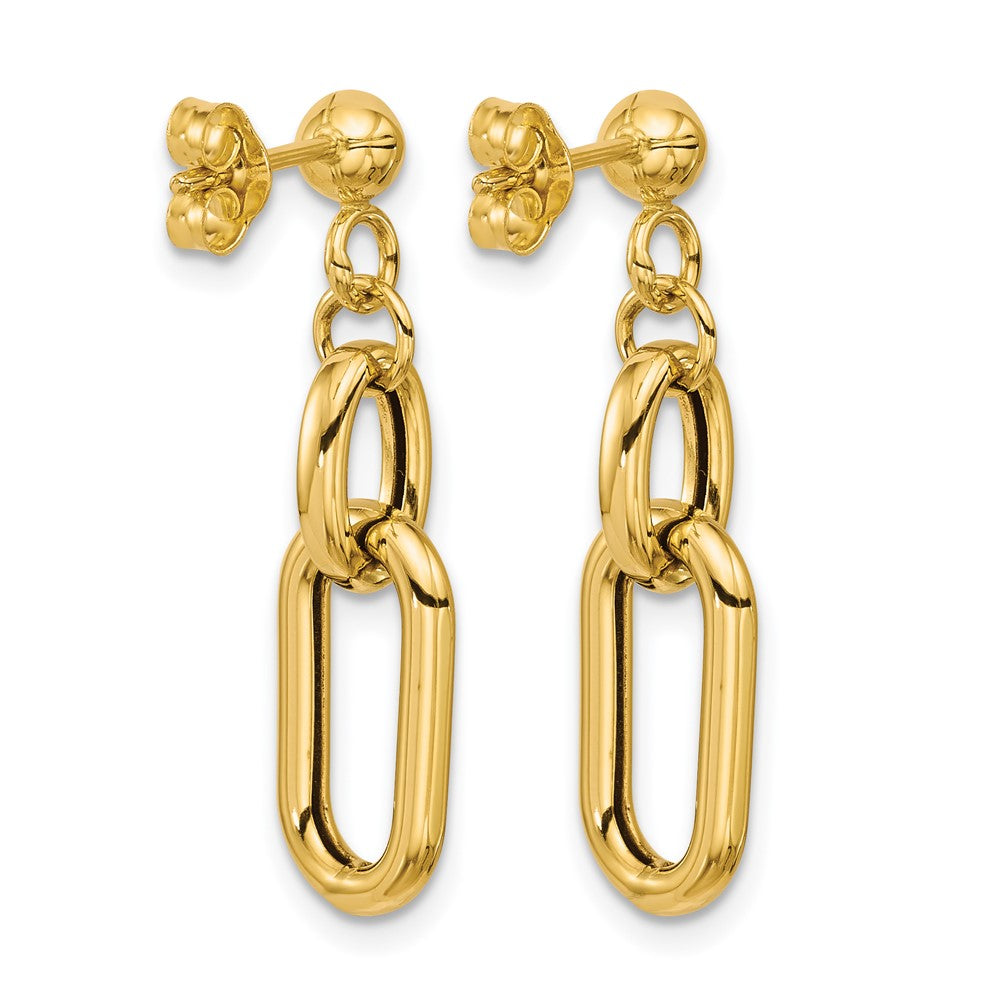 14K Polished Fancy Link Post Dangle Earrings