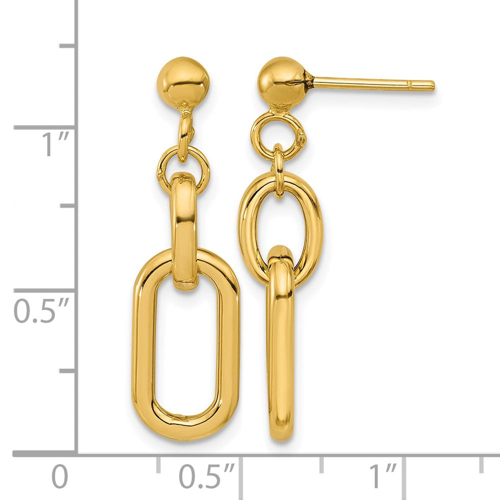 14K Polished Fancy Link Post Dangle Earrings