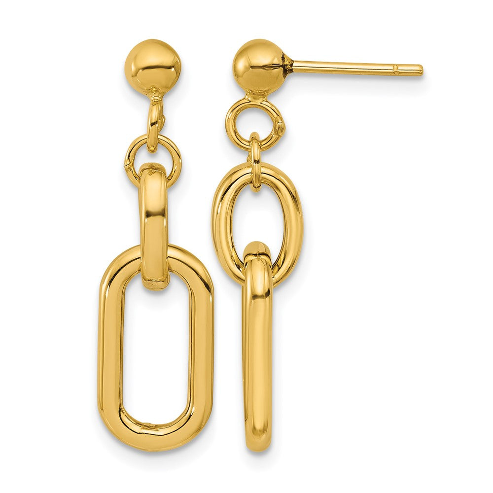 14K Polished Fancy Link Post Dangle Earrings