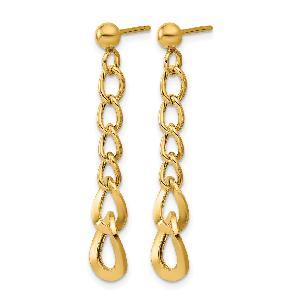 14K Polished Fancy Curb Link Post Dangle Earrings