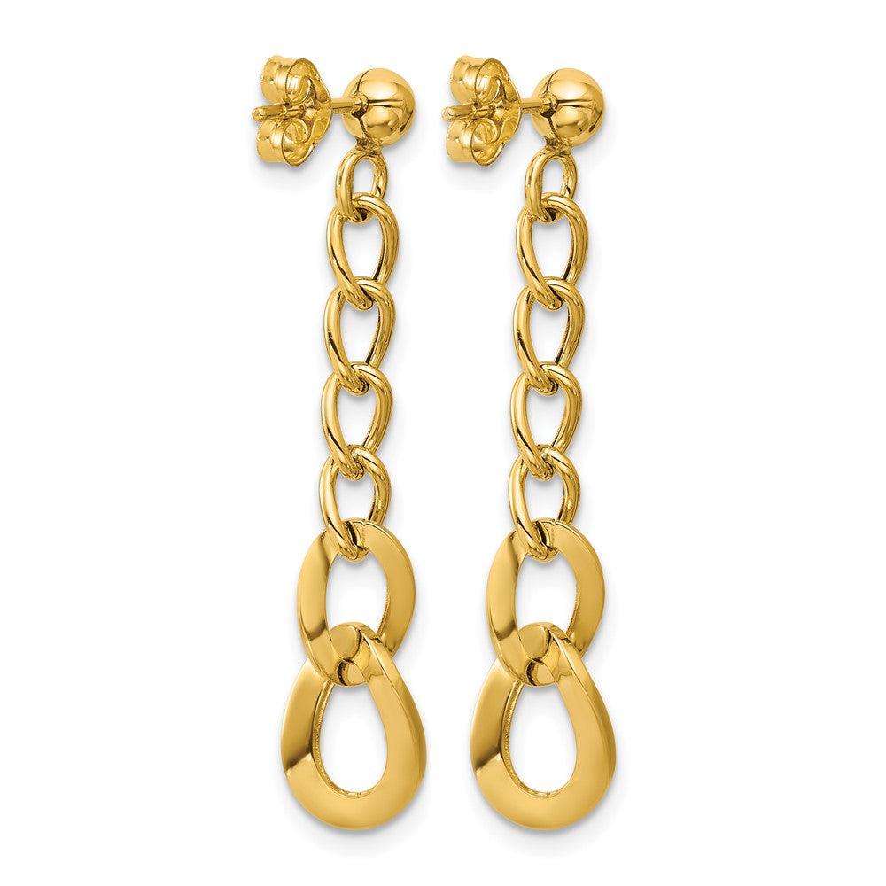 14K Polished Fancy Curb Link Post Dangle Earrings