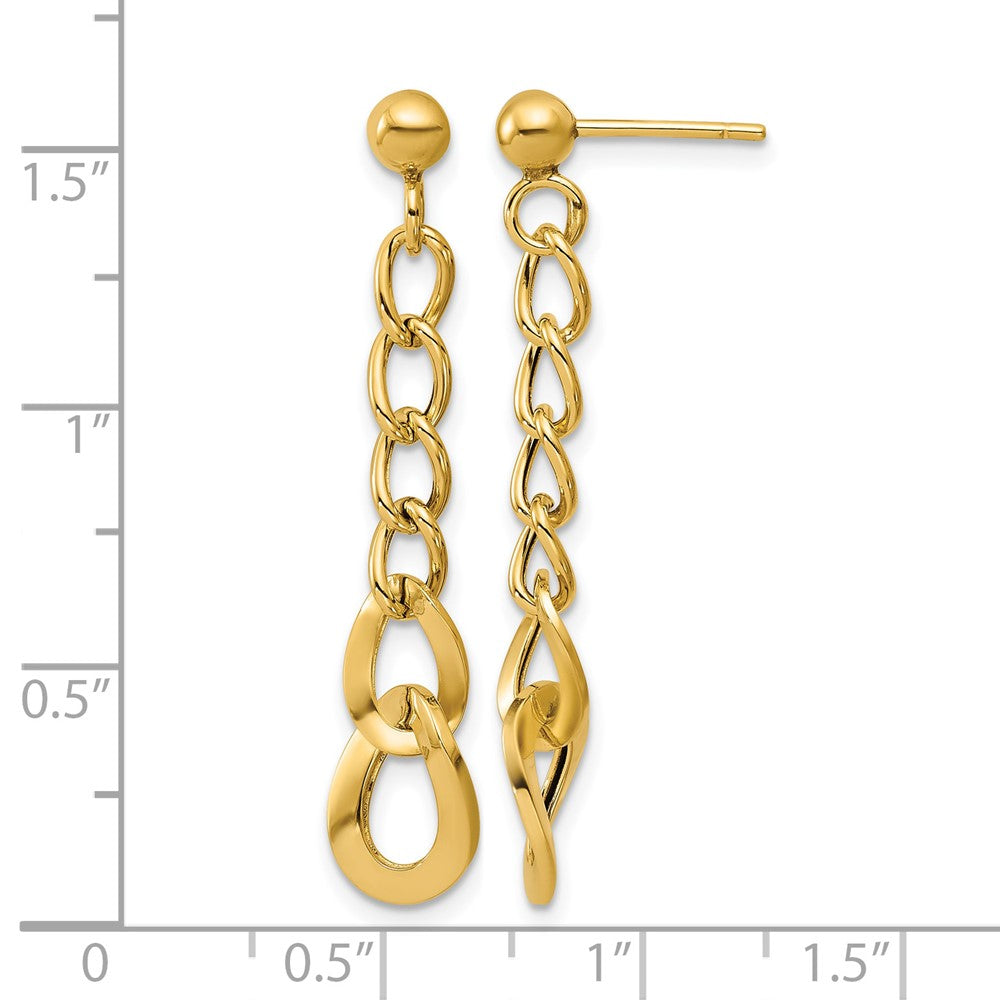 14K Polished Fancy Curb Link Post Dangle Earrings
