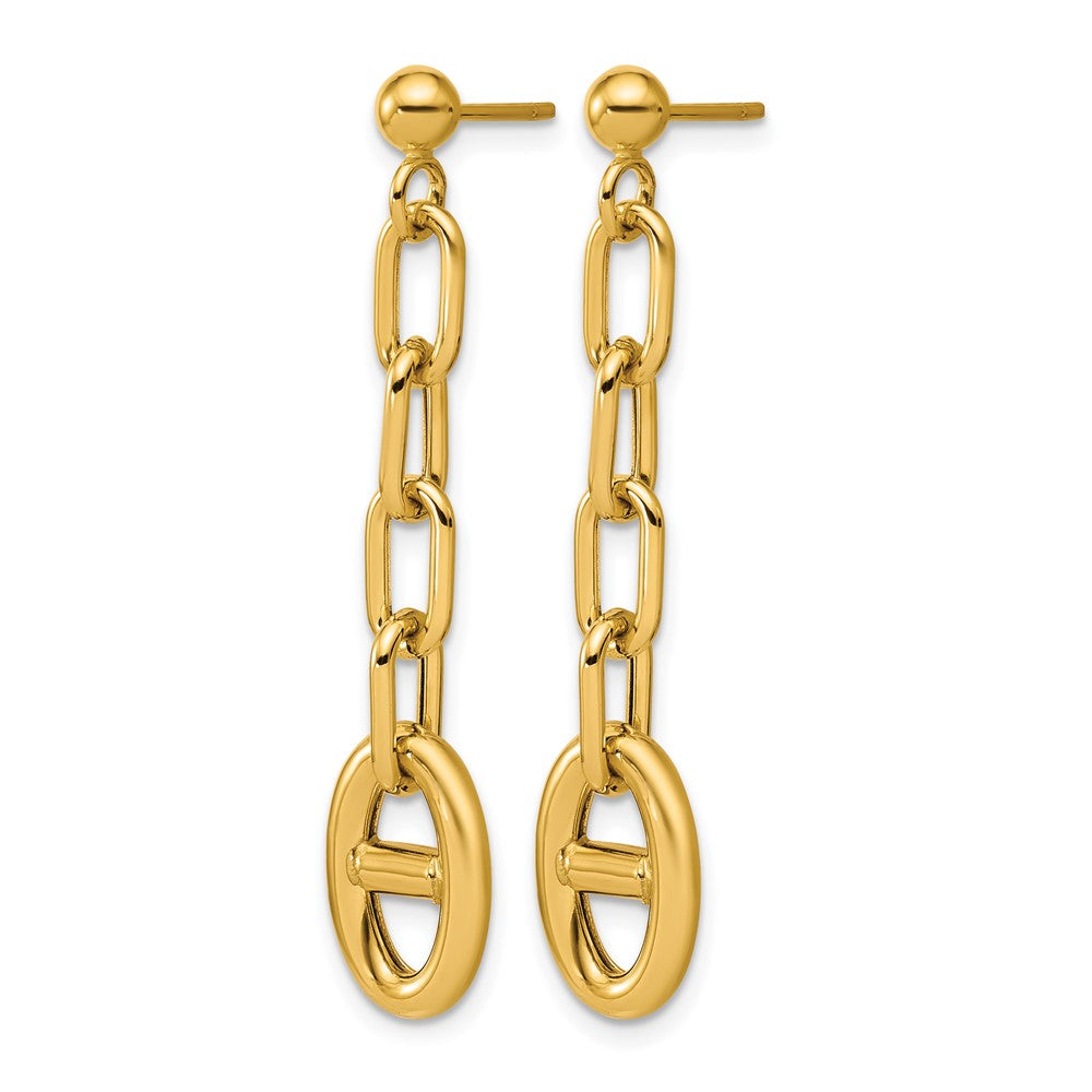 14K Polished Anchor Link Post Dangle Earrings