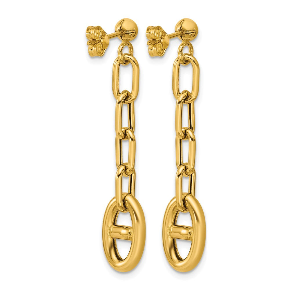 14K Polished Anchor Link Post Dangle Earrings