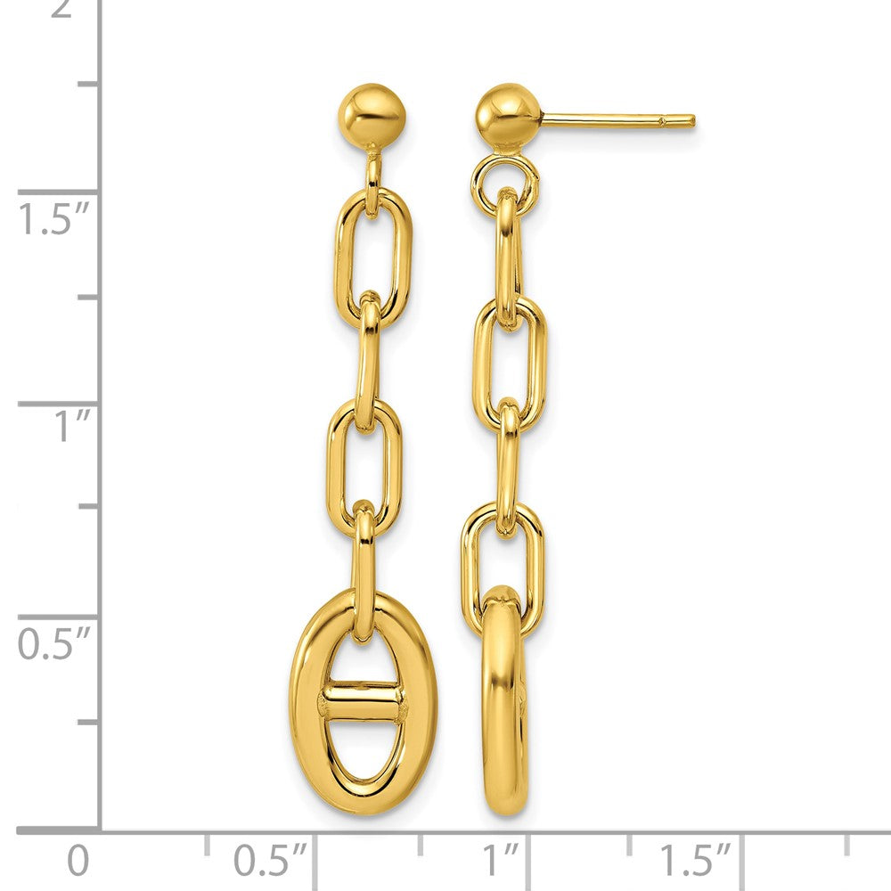 14K Polished Anchor Link Post Dangle Earrings