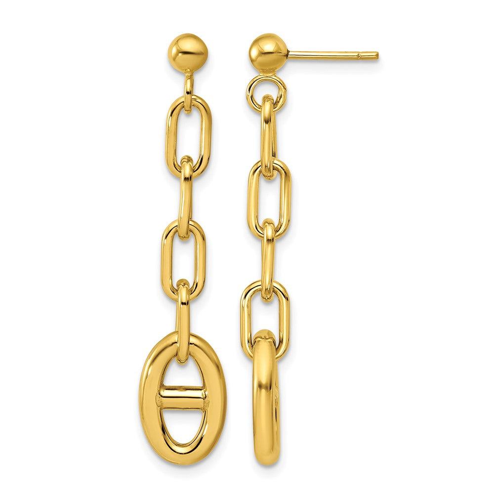14K Polished Anchor Link Post Dangle Earrings