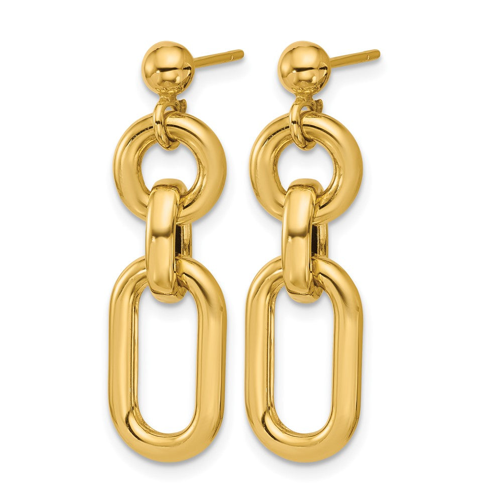 14K Polished Fancy Mixed Links Post Dangle Earrings