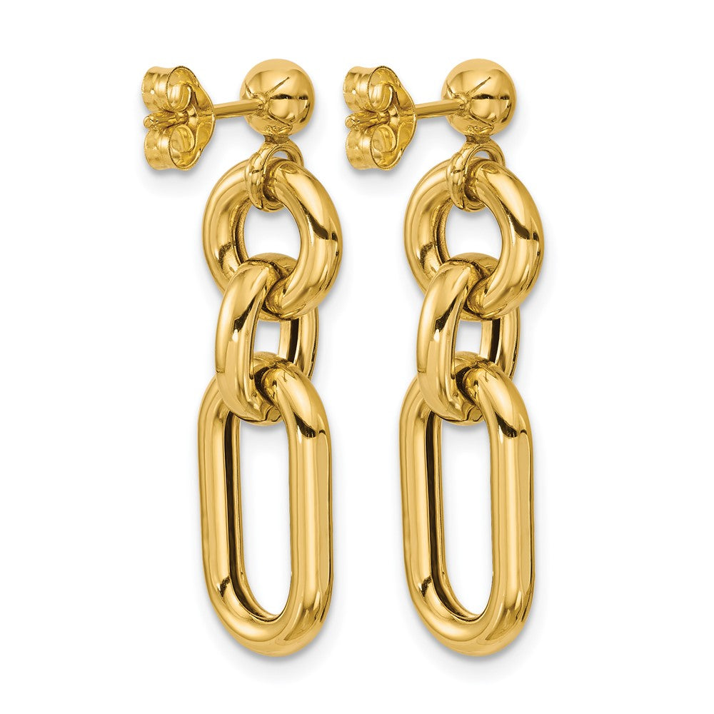 14K Polished Fancy Mixed Links Post Dangle Earrings