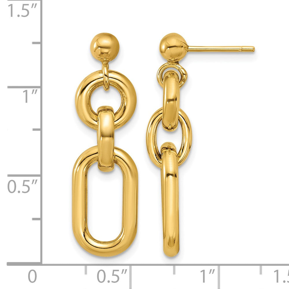 14K Polished Fancy Mixed Links Post Dangle Earrings