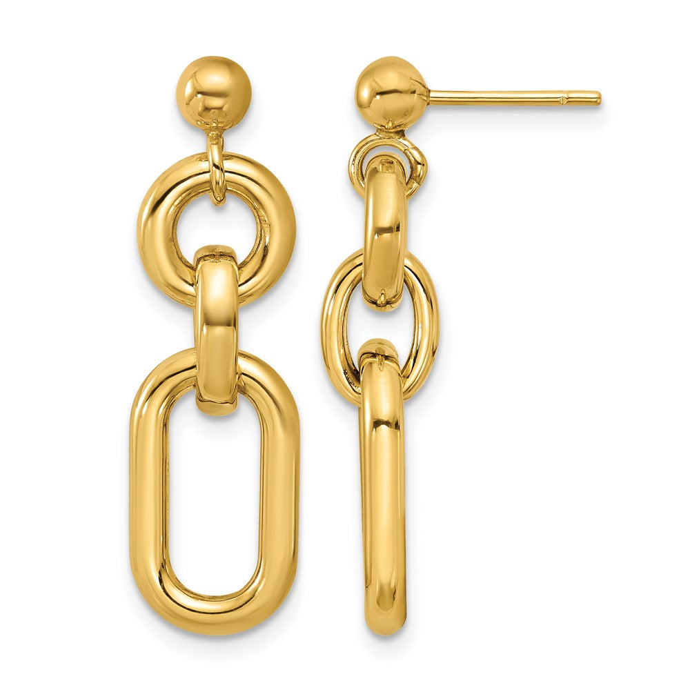 14K Polished Fancy Mixed Links Post Dangle Earrings