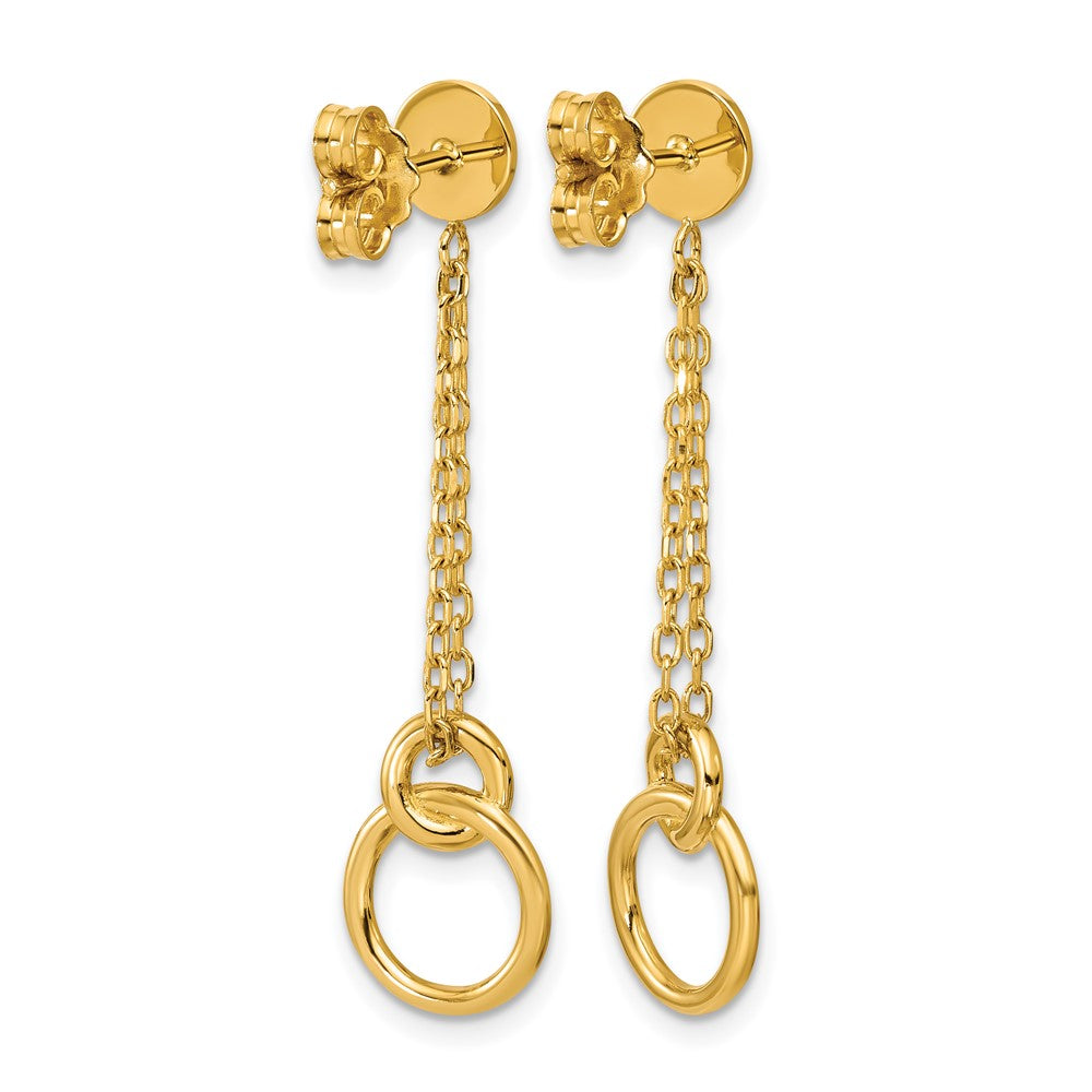 14K Polished 2-Strand Double Circle Post Dangle Earrings