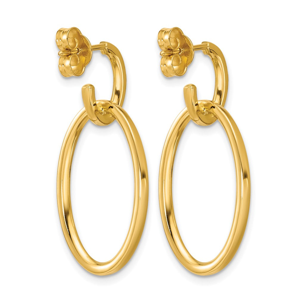 14K Polished Fancy Oval Link Post Dangle Earrings