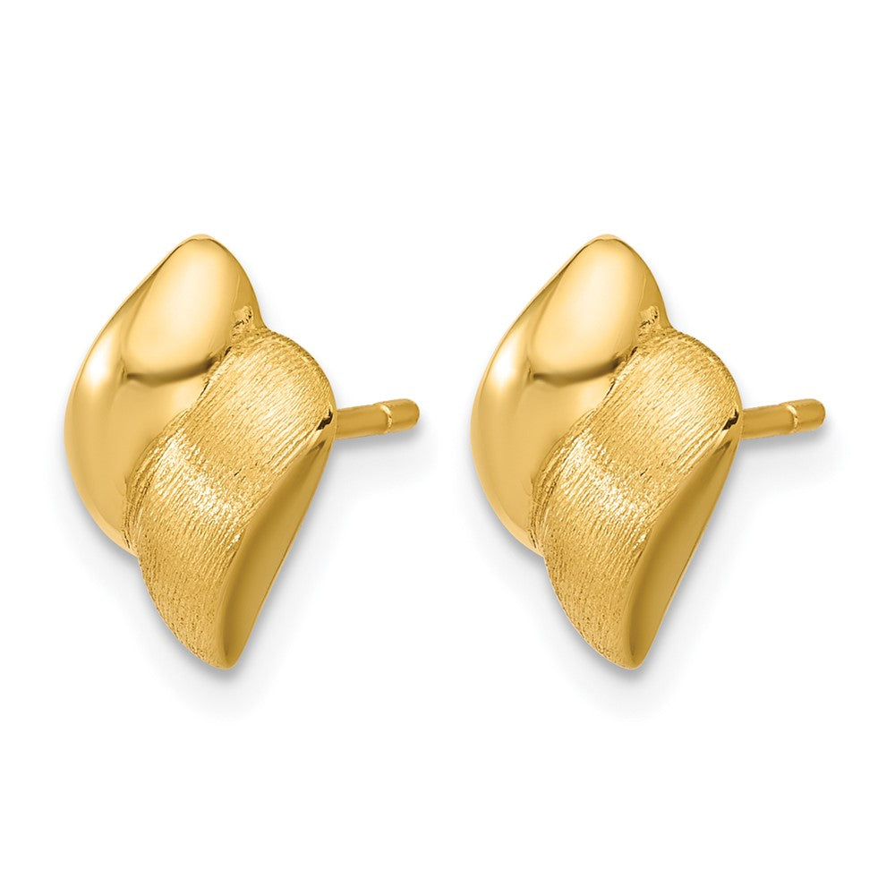 14K Polished and Brushed Fancy Post Earrings